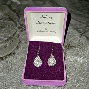 Silver & cz chip drop earrings